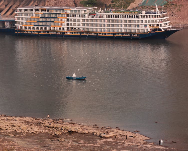 Luxury Nile cruise boat on calm river waters